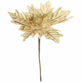 Украшение новогоднее "Пуансеттия - Мерцание" 17 см, Золото