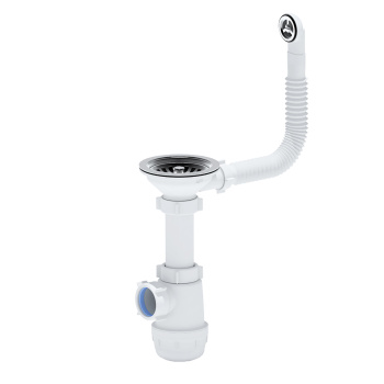 Сифон бутылочный 3 1/2"*40 с гибким переливом мойки АНИ ГРОТ А0145S *1/10