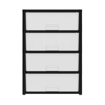 Комод пластм. "Колорит" 4 ящика 810х560х390мм Черный/Прозрачн. М8763 (ЗПИ "Альтернатива") *1