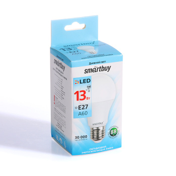 Лампа светодиодная Smartbuy, Е27, груша A60, 13 Вт, 1040 Лм, 4000 К, нейтральный белый