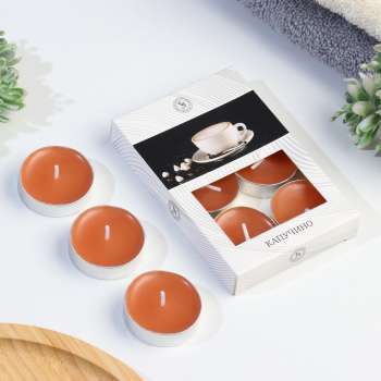 Набор чайных свечей ароматизированных "Капучино" в подарочной коробке, 6 шт 4820499