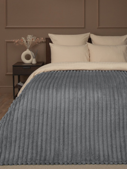 Плед 200*220см фланель крупный рубчик серый TF FNJR GY11 040/2022 NC Absolute *1 акция